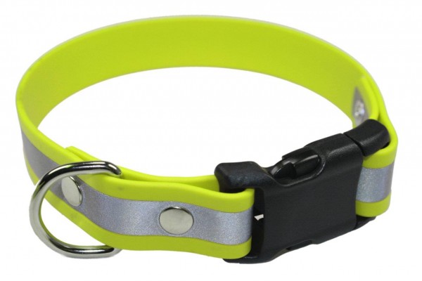 BioThane® Halsband – Klickverschluss – 19 mm Reflex – Neon-Gelb