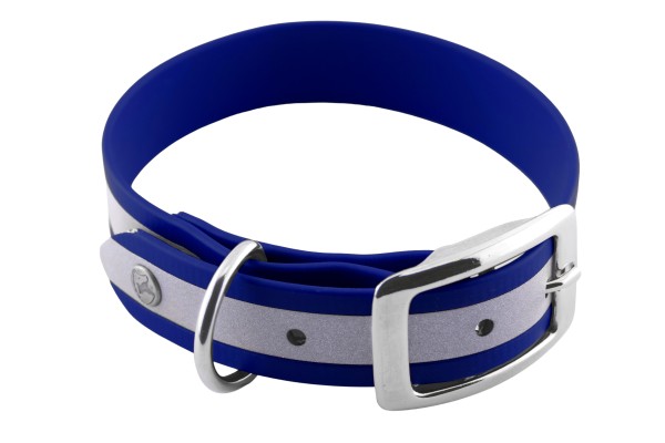 BioThane® Halsband – Dornschnalle – 25 mm Reflex – Blau