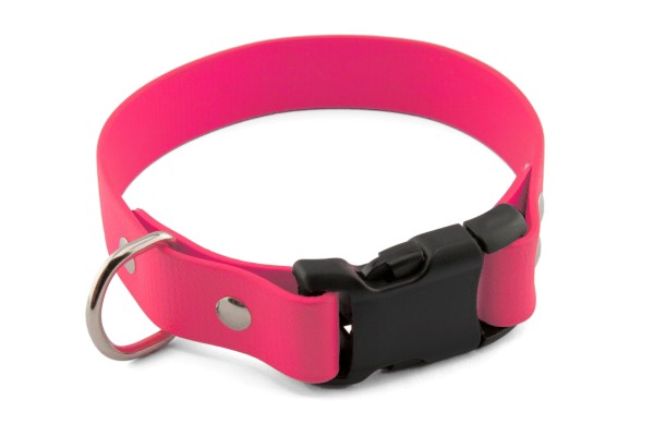 BioThane® Halsband – Klickverschluss – 9 mm SF – Neon-Pink
