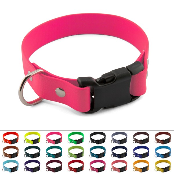 BioThane® Halsband – Klickverschluss – 13 mm – Neon-Pink