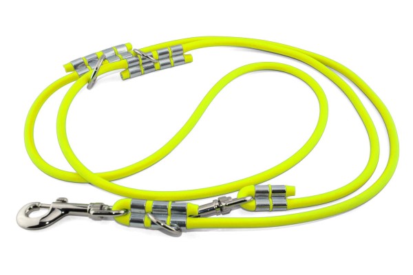 3-fach verstellbare BioThane® Führleine – Ø 8 mm rund – Neon-Gelb