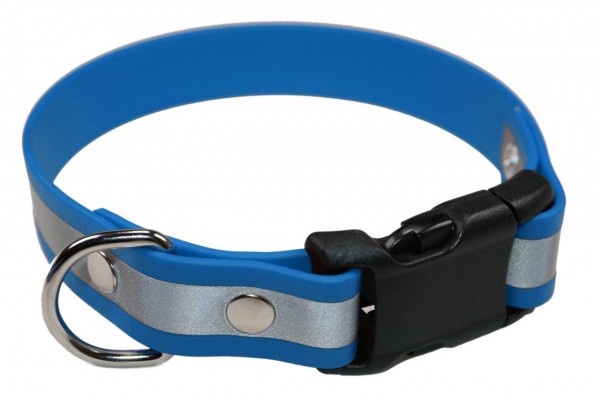 BioThane® Halsband – Klickverschluss – 19 mm Reflex – Azurblau