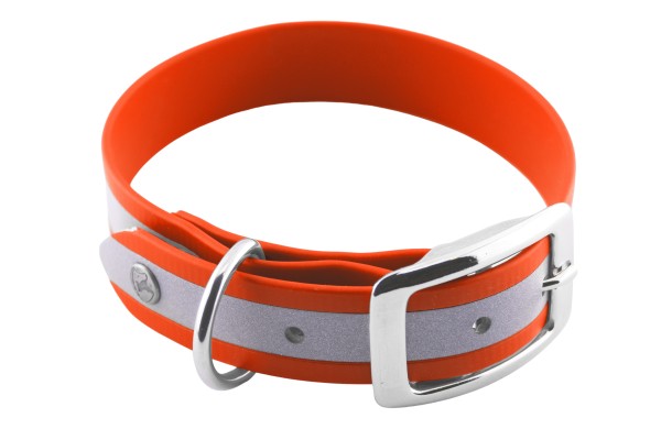 BioThane® Halsband – Dornschnalle – 19 mm Reflex – Neon-Orange