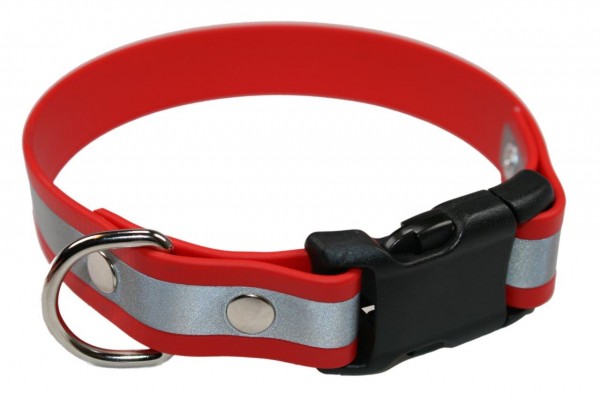 BioThane® Halsband – Klickverschluss – 19 mm Reflex – Rot