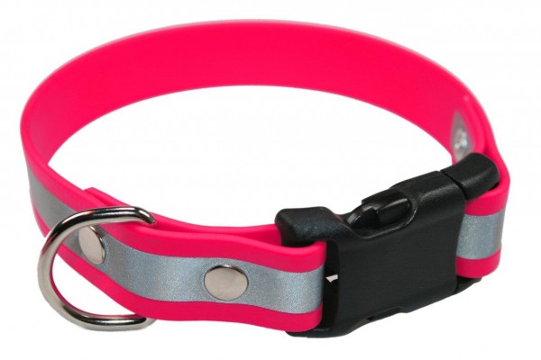 BioThane® Halsband – Klickverschluss – 19 mm Reflex – Neon-Pink