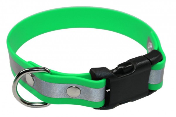 BioThane® Halsband – Klickverschluss – 25 mm Reflex – Neon-Grün