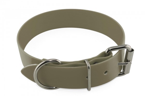 BioThane® Halsband – Rollschnalle – 38 mm – Beige (Khaki)