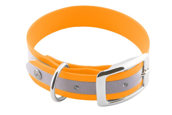 BioThane® Halsband – Dornschnalle – 25 mm Reflex – Pastell-Orange