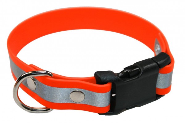 BioThane® Halsband – Klickverschluss – 25 mm Reflex – Neon-Orange