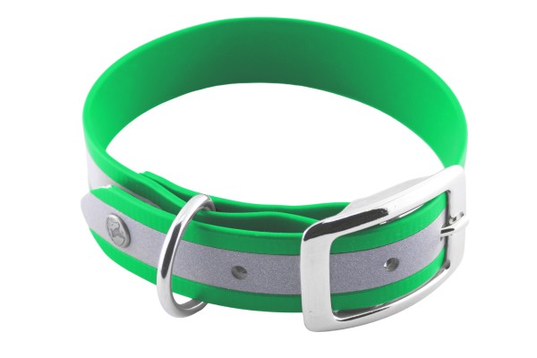 BioThane® Halsband – Dornschnalle – 25 mm Reflex – Neon-Grün