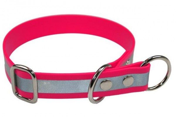 BioThane® Halsband – Zugstopp – 19 mm Reflex – Neon-Pink